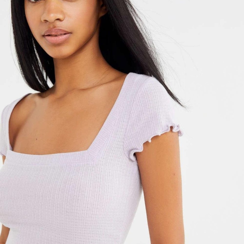 Out From Under Purple Shoreline Square Neck Cropped Top, size L